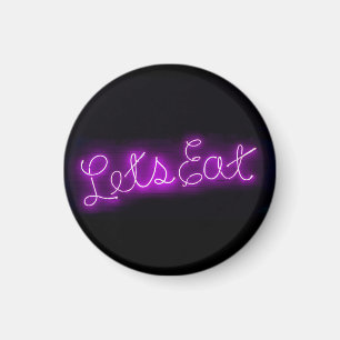 Unique Let's Eat Vintage Neon Sign in Purple Magnet