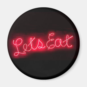 Unique Let's Eat Vintage Neon Sign in Red Magnet