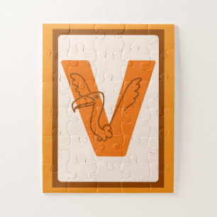 🦅Unique Letter "V" Vulture Alphabet Art Print Jigsaw Puzzle