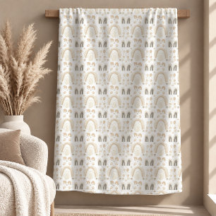 Unique Light Brown Neutral Rainbow Blanket Art