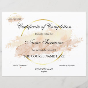 Unique Logo Certificate of Completion Award Course