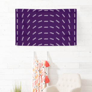 Unique Logo or Any Uploaded Image Pattern Purple Banner