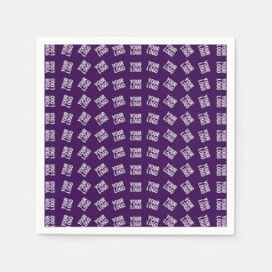 Unique Logo or Any Uploaded Image Pattern   Purple Napkin