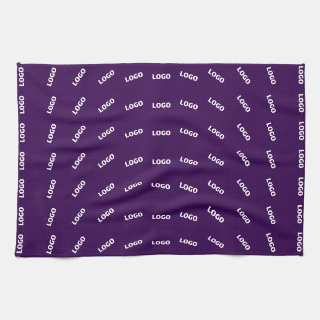Unique Logo or Any Uploaded Image Pattern | Purple Tea Towel (Horizontal)