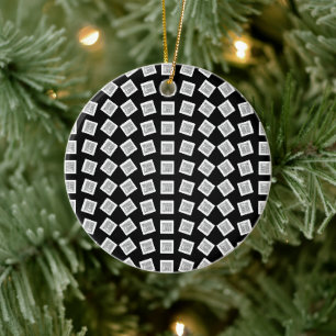 Unique Logo or Image Pattern   Black (editable) Ceramic Ornament