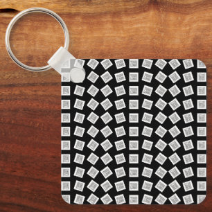 Unique Logo or Image Pattern   Black (editable) Key Ring