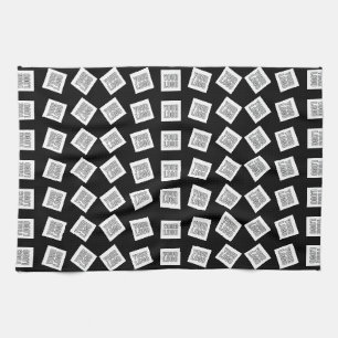 Unique Logo or Image Pattern   Black (editable) Tea Towel
