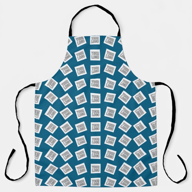 Unique Logo or Image Pattern | Blue (editable) Apron (Front)