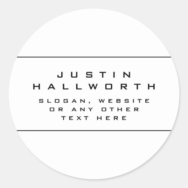 Unique Looking Black & White Classic Round Sticker (Front)