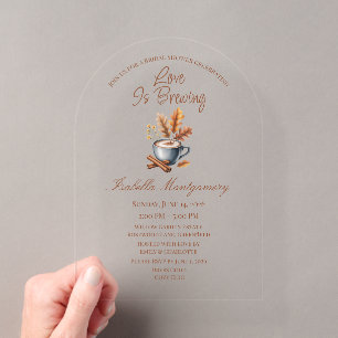 Unique Love Is Brewing Autumn Bridal Shower Acrylic Invitations