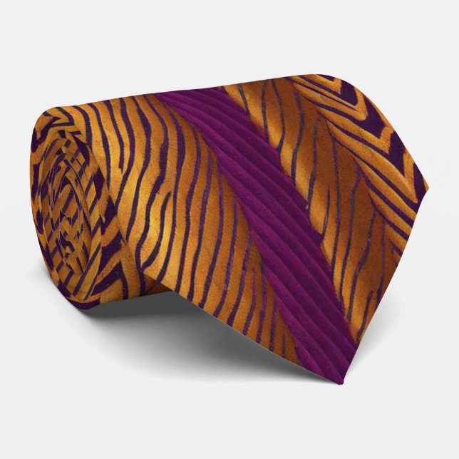 Unique Luxury Gold Purple Tie (Rolled)