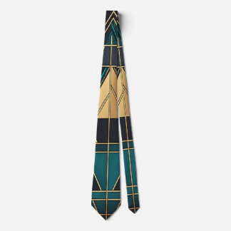 Unique Luxury Golden Green Print Tie