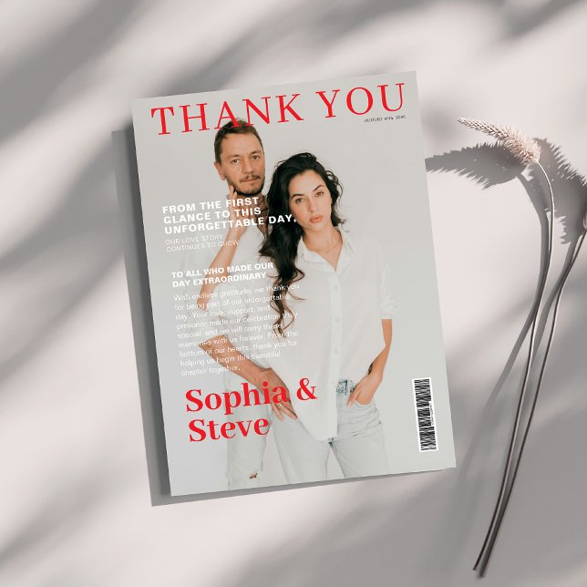 Unique magazine cover photo wedding thank you card (Creator Uploaded)