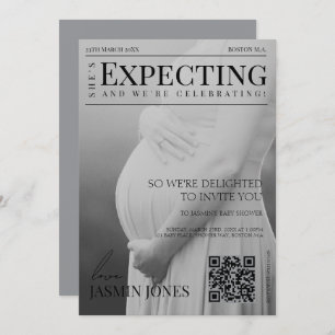 Unique Magazine Style Editorial Photo Baby Shower Invitation