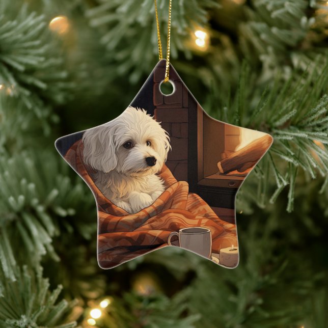 Unique Maltese Christmas, Gift For Dog Lovers Ceramic Ornament (Tree)