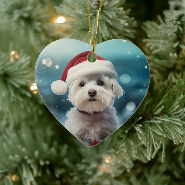 Unique Maltese Christmas, Gift For Dog Lovers Ceramic Ornament (Tree)