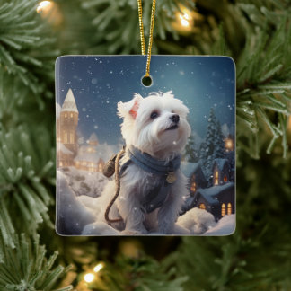 Unique Maltese Christmas, Gift For Dog Lovers Ceramic Ornament
