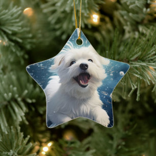 Unique Maltese Christmas, Gift For Dog Lovers Ceramic Ornament