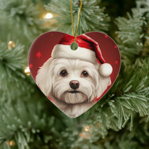 Unique Maltese Christmas, Gift For Dog Lovers Ceramic Ornament