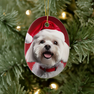 Unique Maltese Christmas, Gift For Dog Lovers Ceramic Ornament