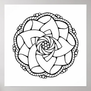 Unique Mandala Adult Colouring Poster