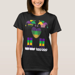 Unique Mardi Gras Love Heart Gnome Jester Couple M T-Shirt