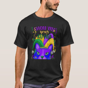 Unique Mardi Gras Party, Fat Tuesday, Cat Graphic T-Shirt