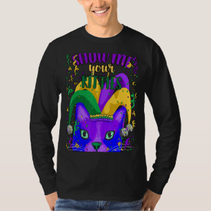 Unique Mardi Gras Party Fat Tuesday Cat Graphic Te T-Shirt