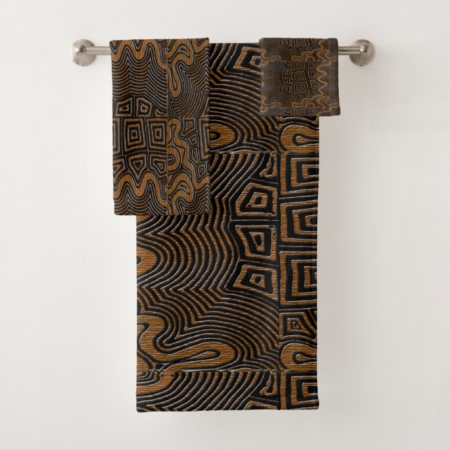 Unique & Masculine Geometric Kuba‑Inspired Bath To Towel Set (Insitu)