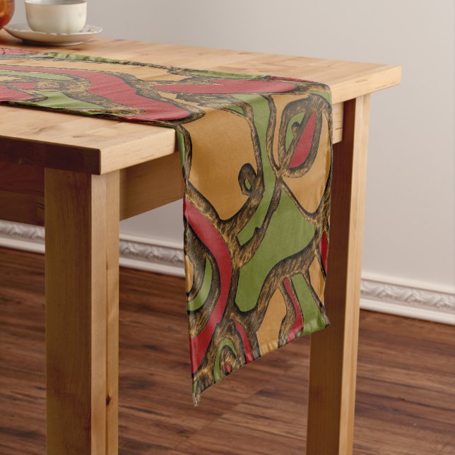 Unique Mayan Hieroglyphs Design Short Table Runner (In Situ)