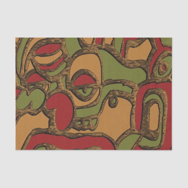 Unique Mayan Hieroglyphs Design Tissue Paper (Front)