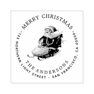 Unique Merry Christmas Family Return Address Rubber Stamp