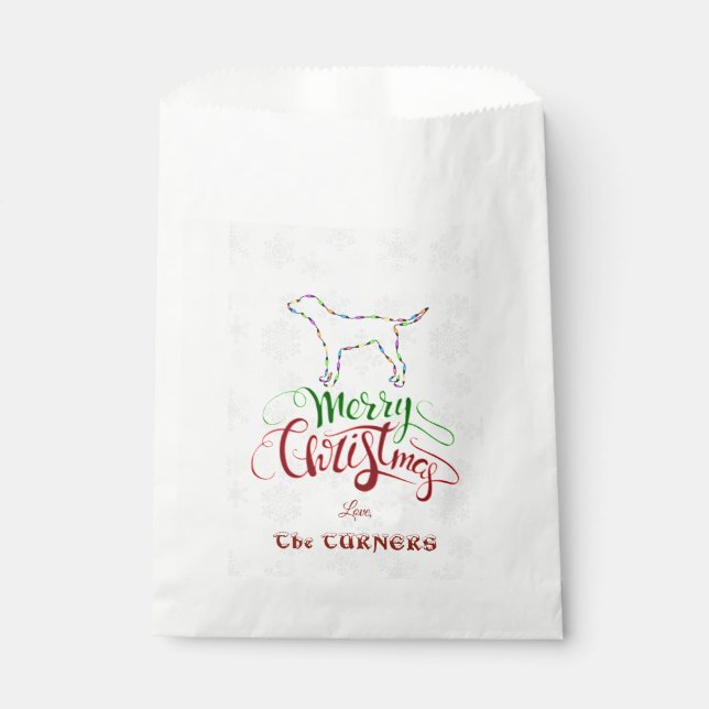 Unique Merry Christmas Light Bulbs Dog Monogram Favour Bag (Front)