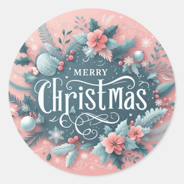 Unique Merry Christmas Sticker (Front)
