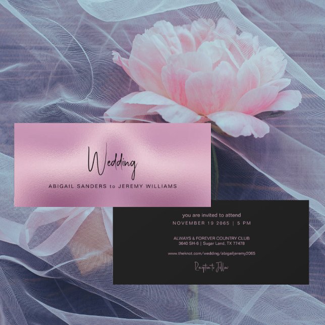 Unique Metallic Pink & Black Wedding Invitation (Creator Uploaded)