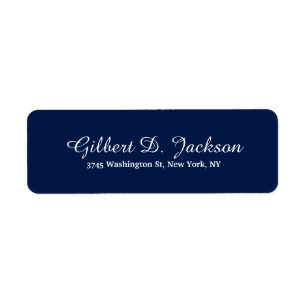 Unique Midnight Blue Class Script Creative Plain Return Address Label