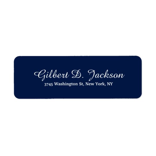 Unique Midnight Blue Class Script Creative Plain Return Address Label