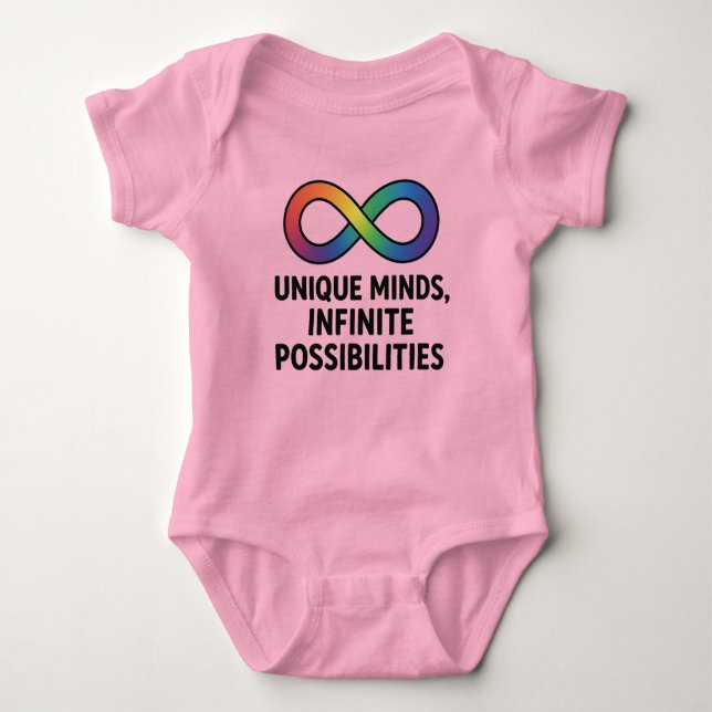 Unique mind infinite possibilities clothing 4all baby bodysuit (Front)