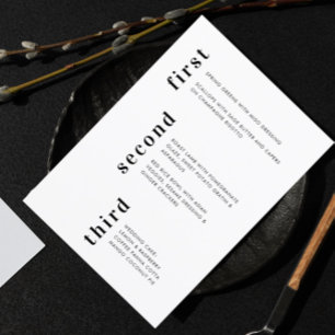 Unique Minimal Black White Vertical Text Wedding Menu