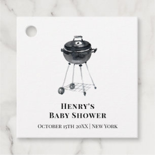 Unique Minimalist BBQ Grill Baby Shower  Favour Tags