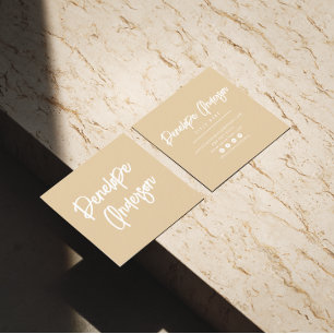 Unique Minimalist Cream Neutral Boho Chic Modern  Square Business Card