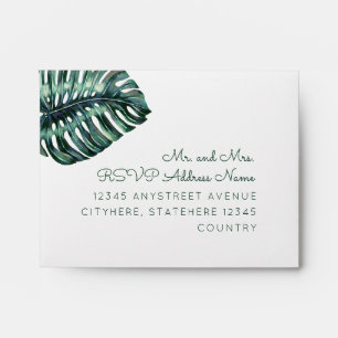 Unique Mod Tropical Monstera Palm Leaf RSVP Envelope