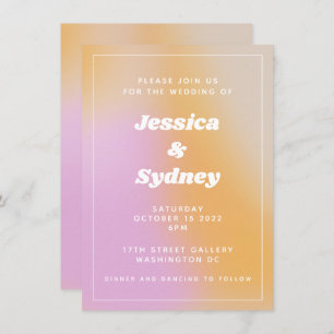 Unique Modern Abstract Pink Gradient Wedding Invitation