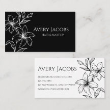 Unique Modern Black and White Boho Floral 