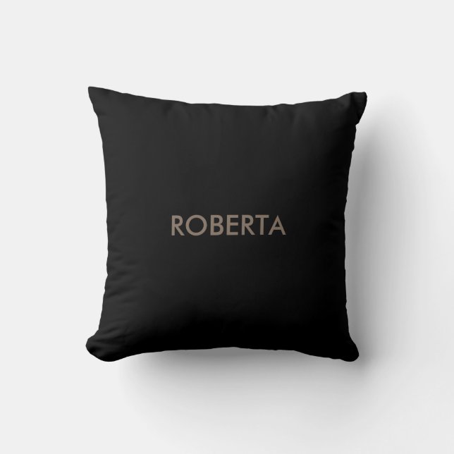 Unique Modern Black Grey Add Own Name Cushion (Front)