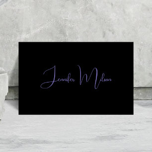 Unique Modern Black & Neon Purple Calligraphy Business Card
