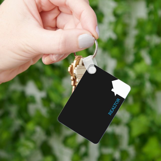 Unique modern black Real Estate Listing Agent Key Ring (Hand)