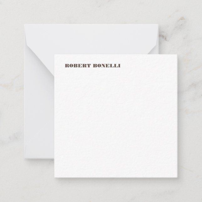 Unique Modern Black White Your Name Minimalist Card (Front)
