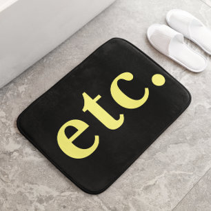 Unique Modern Black & Yellow Bold Typography Retro Bath Mat
