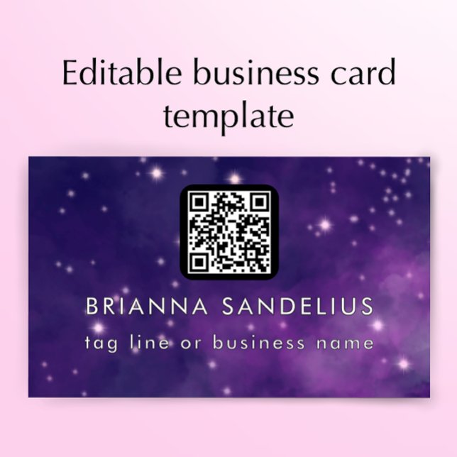 Unique Modern Cool Nebula QR Code Custom Business Card (Personalize this unique nebula business card template. Editable modern cool.)